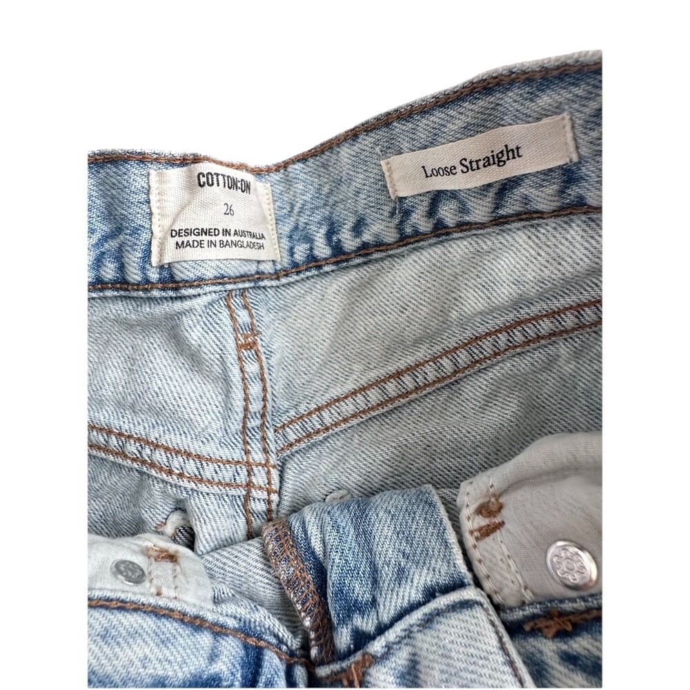 Cotton On Womens Light Wash Denim Loose Straight High Rise Size 26 - Picture 3 of 9